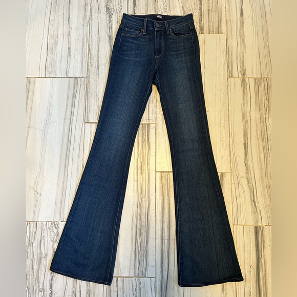 EUC PAIGE Bell Canyon Dark Blue Flare Bootcut Stretch Jeans - Picture 2 of 15